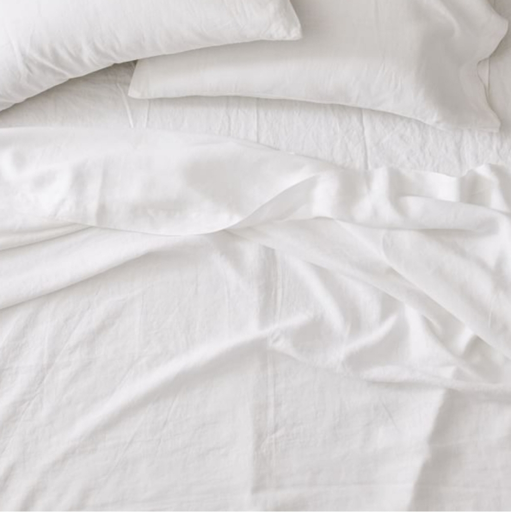 ❤️BUY 2 GET 1 FREE West Elm European Flax Linen Sheet Set White, King